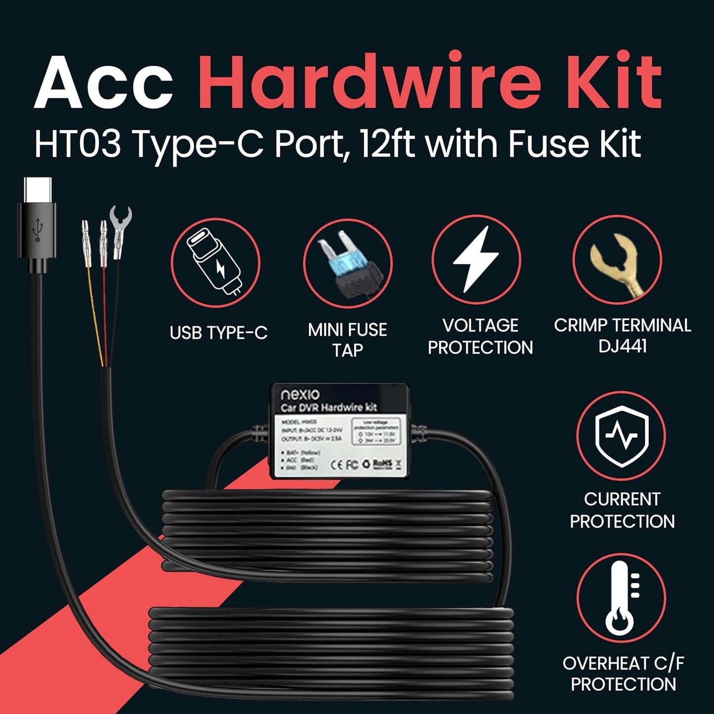 Kit hardwire HW05 puerto C comp N5Pro 12pies fusibles