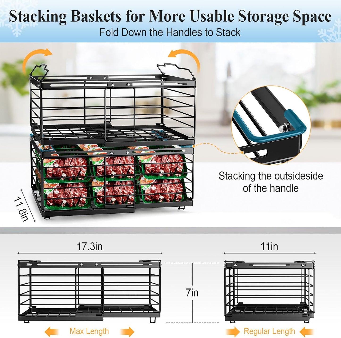 Contenedores congelador 2 pack metal apilables cocina