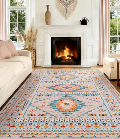 Alfombra tribal 6x9ft lavable antideslizante sala comedor
