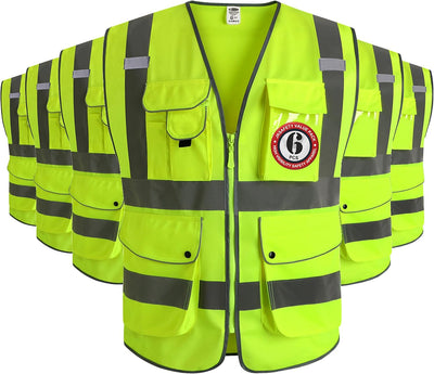 6 Chalecos Seguridad Clase 2 155 ANSI Amarillo XL