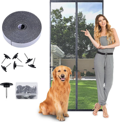 Malla magnética puerta bloquea brisa gris 50x81