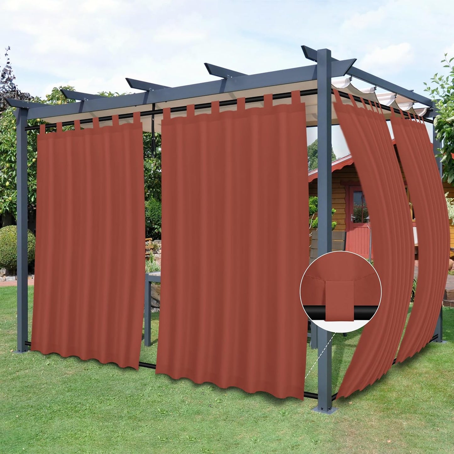 Cortinas exterior desmontables 54pulg con pestaña 2 paneles