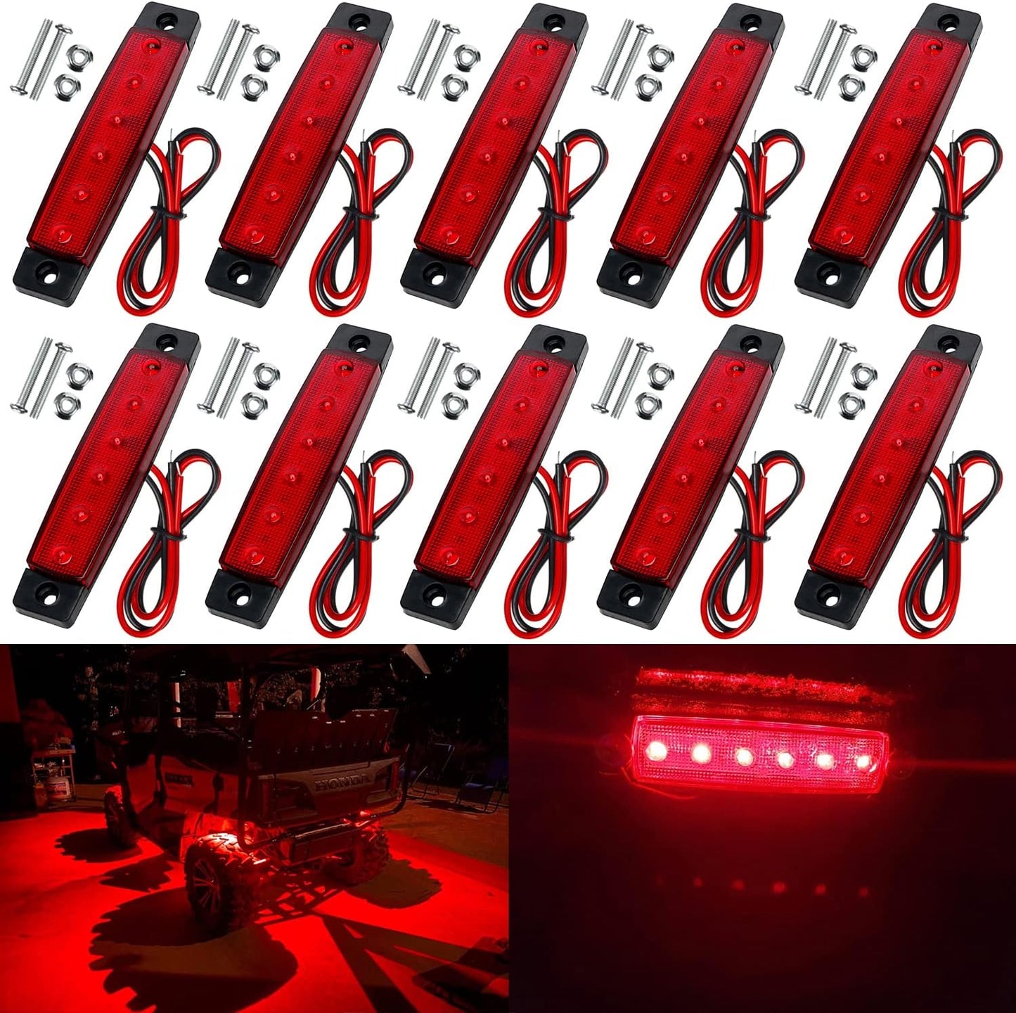 10 Pack Luces LED Tira Impermeables para Auto Jeep