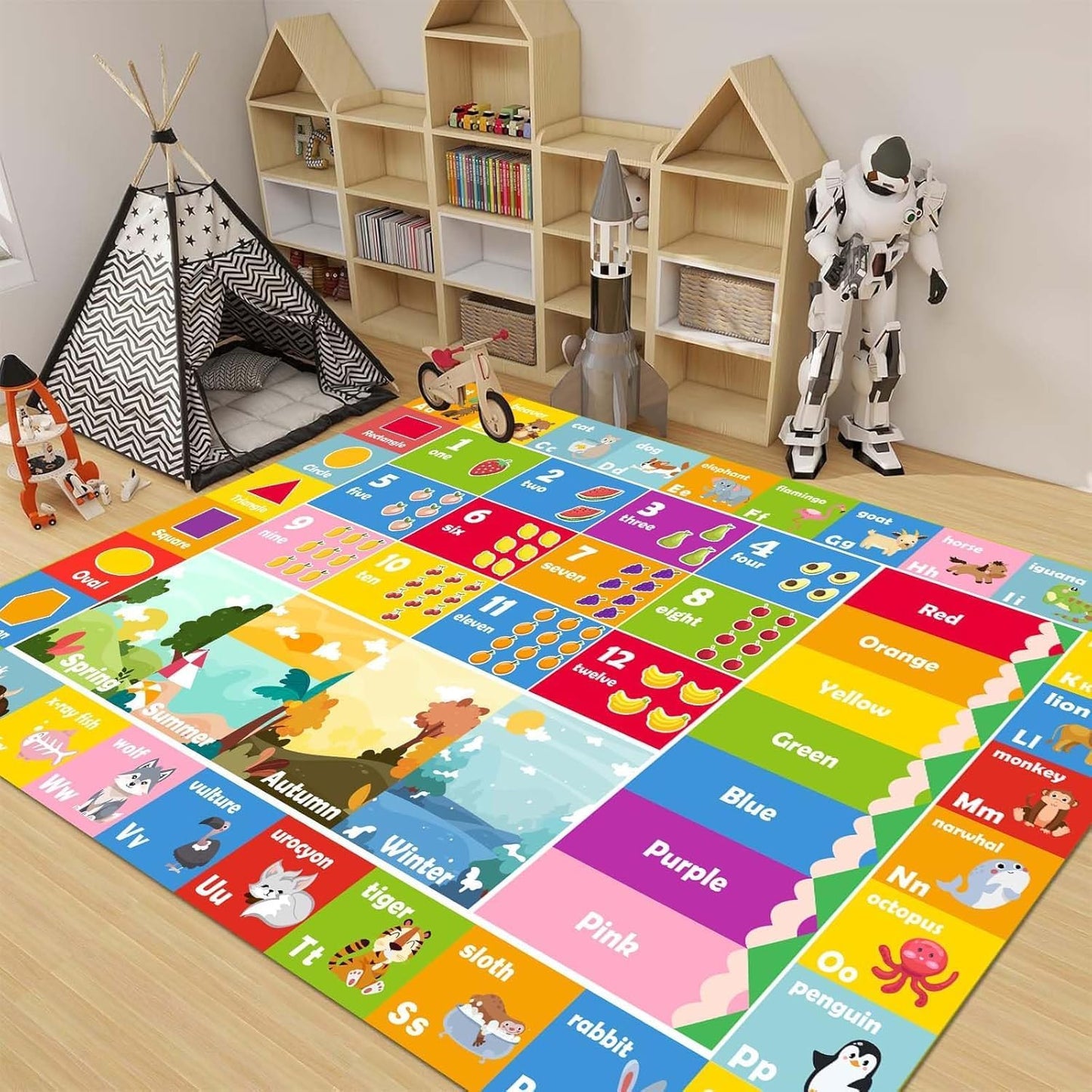 Alfombra educativa ABC con números y animales