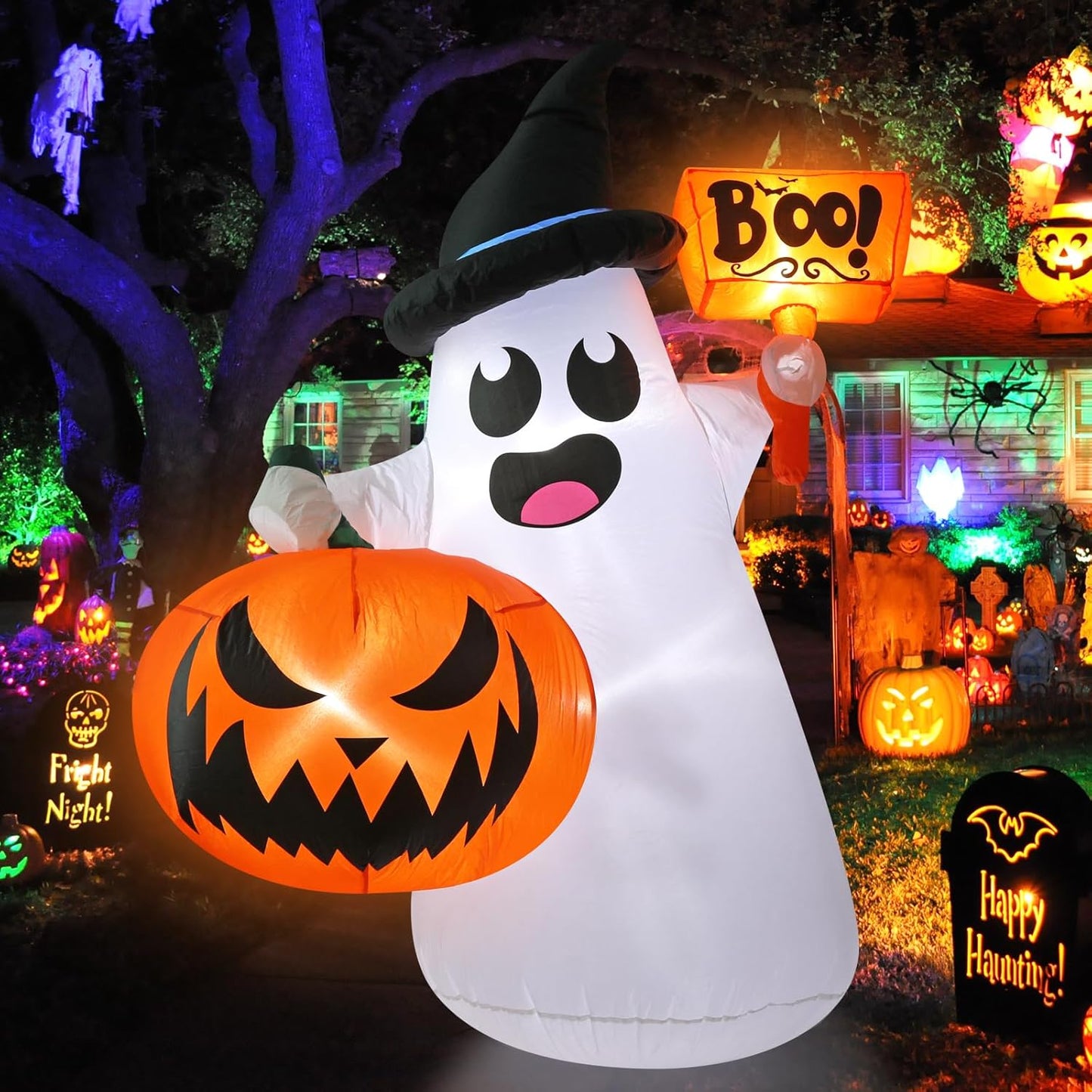 Inflable calabaza fantasma 5ft con luces LED para Halloween