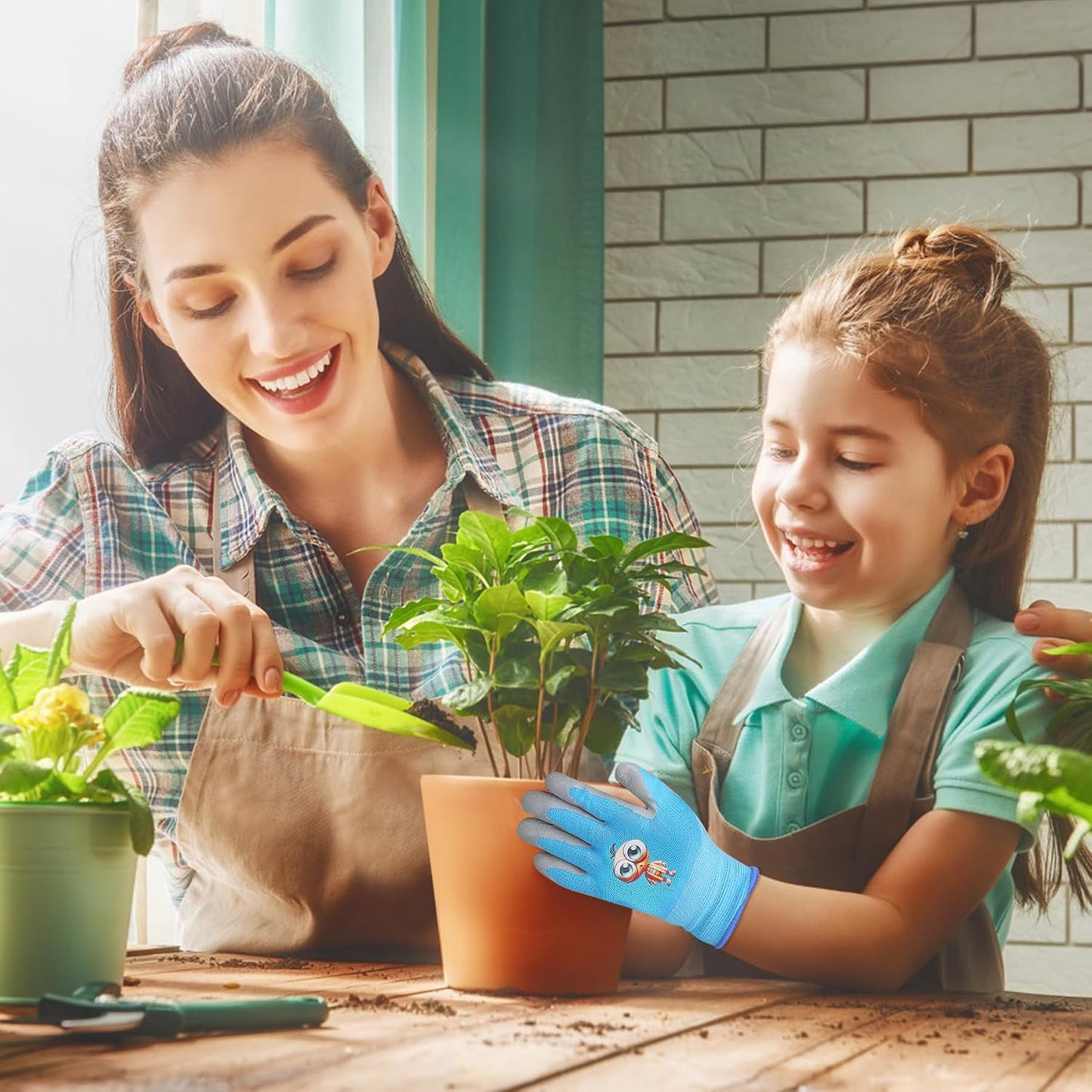 Guantes jardinería niños antideslizantes de 8 a 12