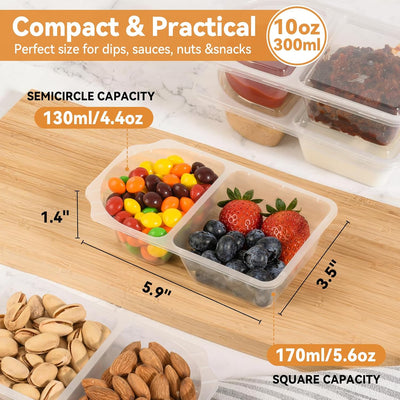 16 Pzas Recipientes Reutilizables 10oz 2 Compartimentos Sin BPA