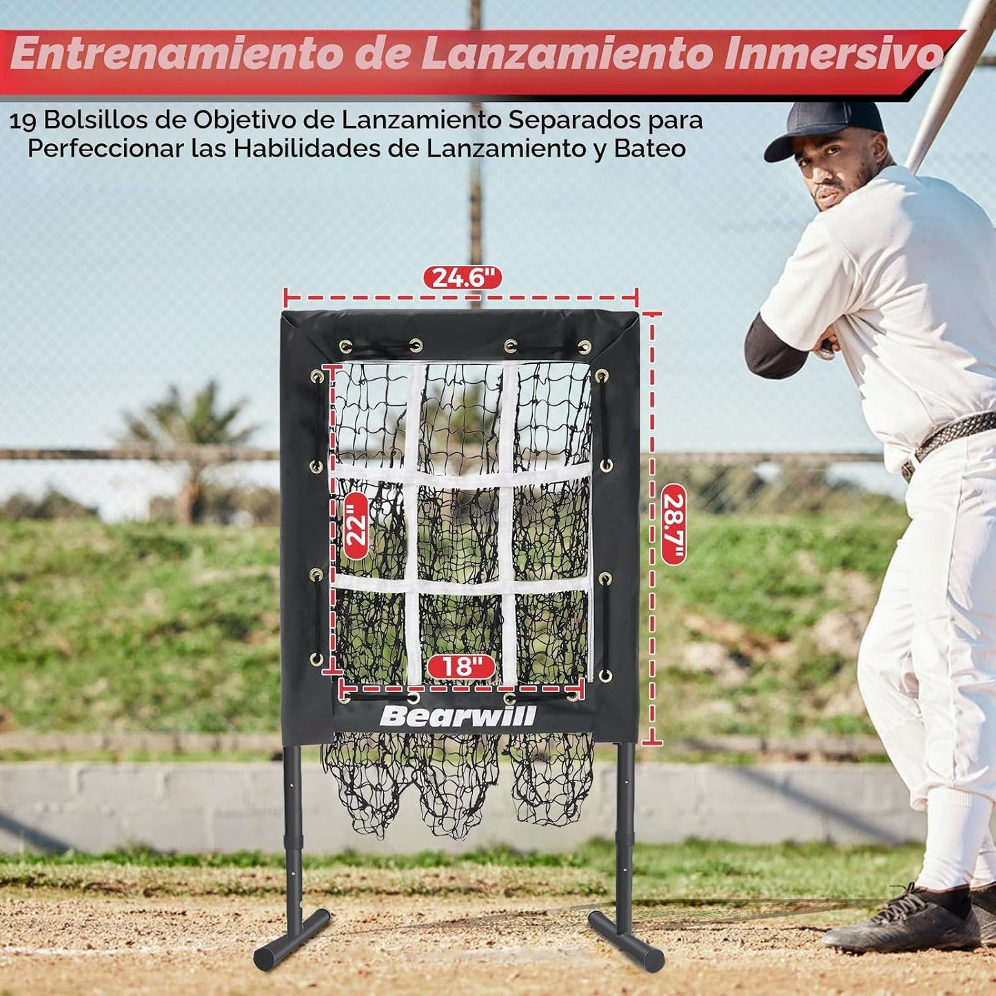 Red lanzamiento 9 hoyos ajustable para béisbol y sóftbol