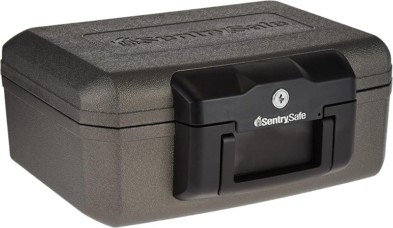 Caja ignífuga 1210 con cerradura llave negro resistente