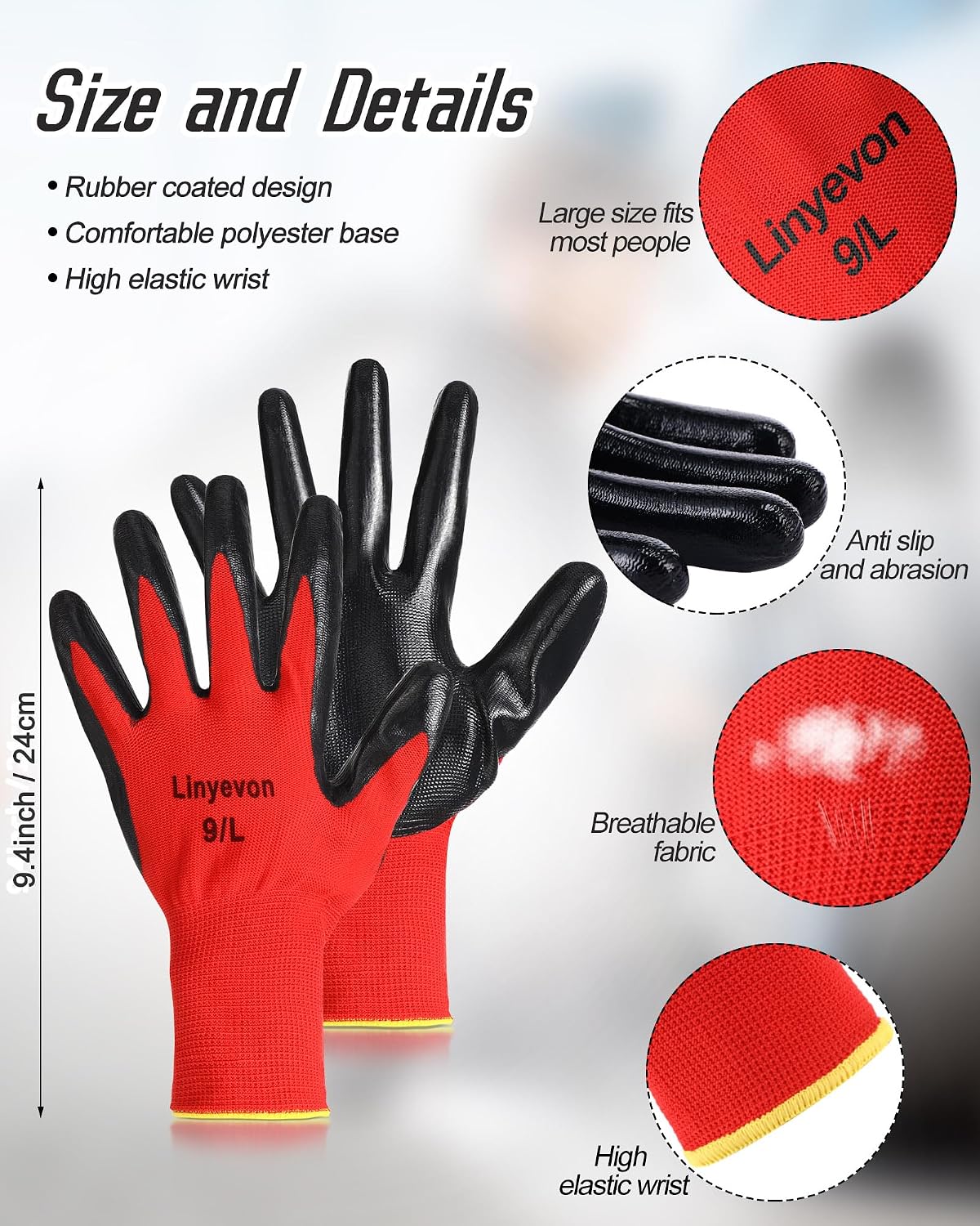 Guantes trabajo poliuretano reutilizables para hombre mujer