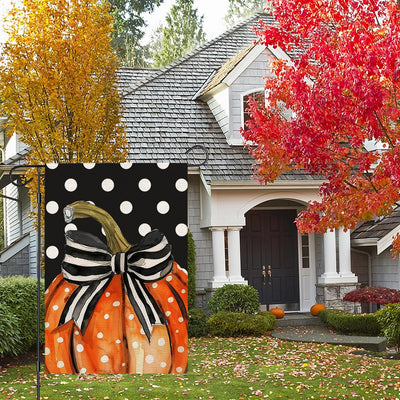Bandera jardín calabaza otoño 12x18pulg doble cara negro