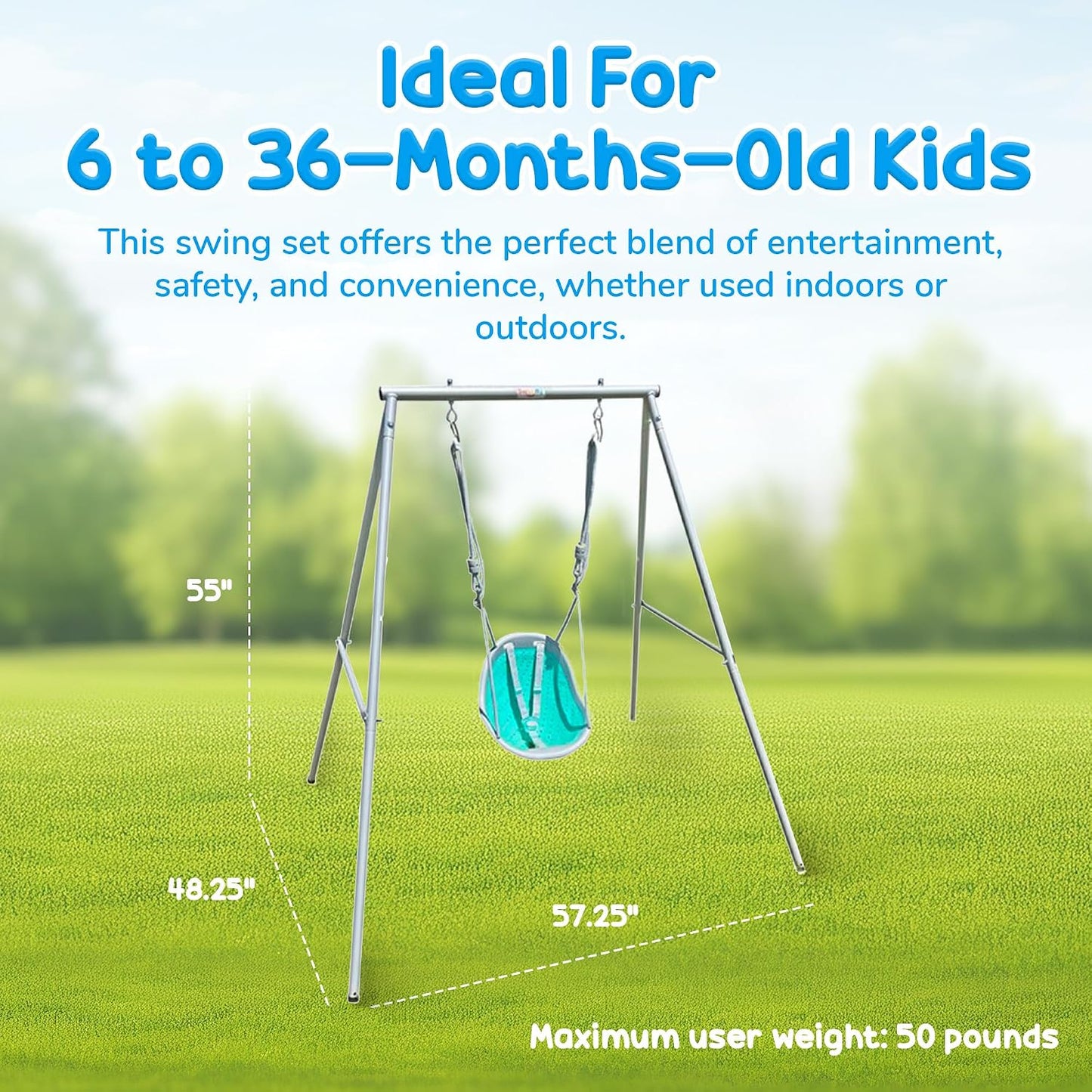 Columpio para niños estructura portátil patio aguamarina