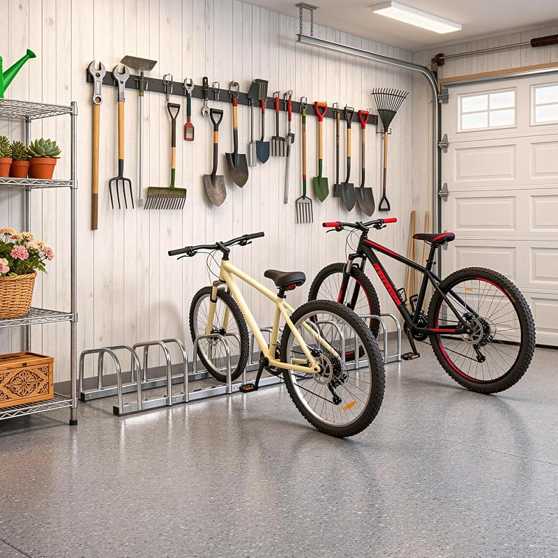 Soporte 6 bicicletas ajustable para garaje interior y