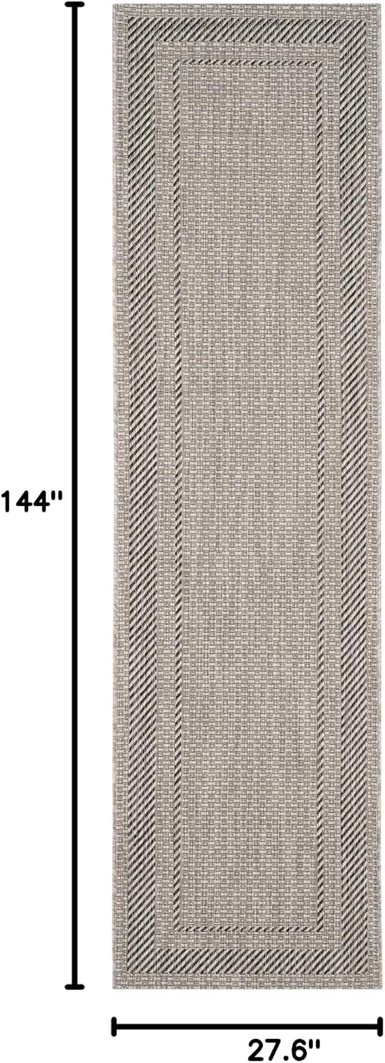 Alfombra decorativa impermeable 2'3"x12' beige/negro