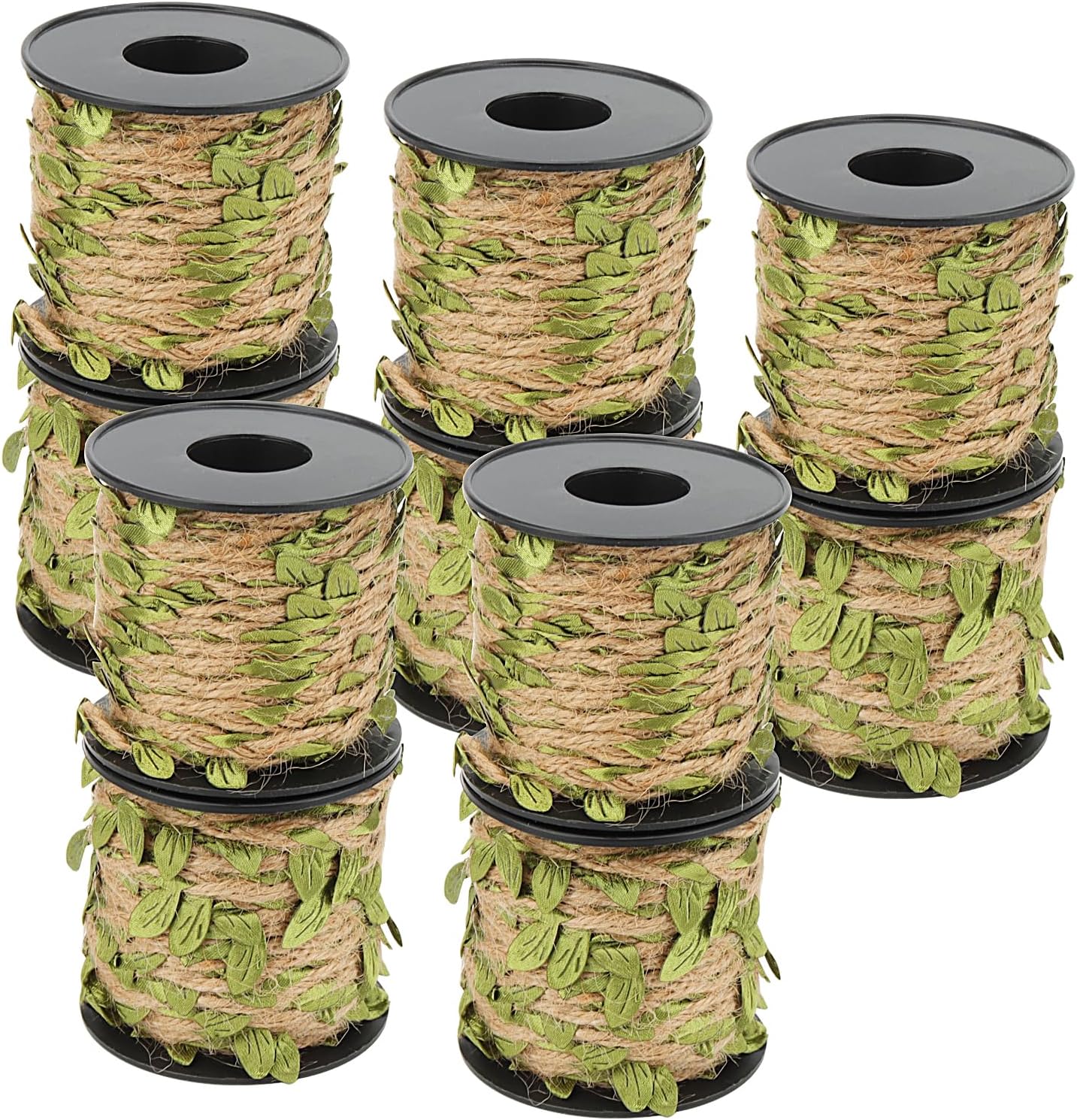10 Rollos Cinta Arpillera 33" Hojas Verdes para Bodas