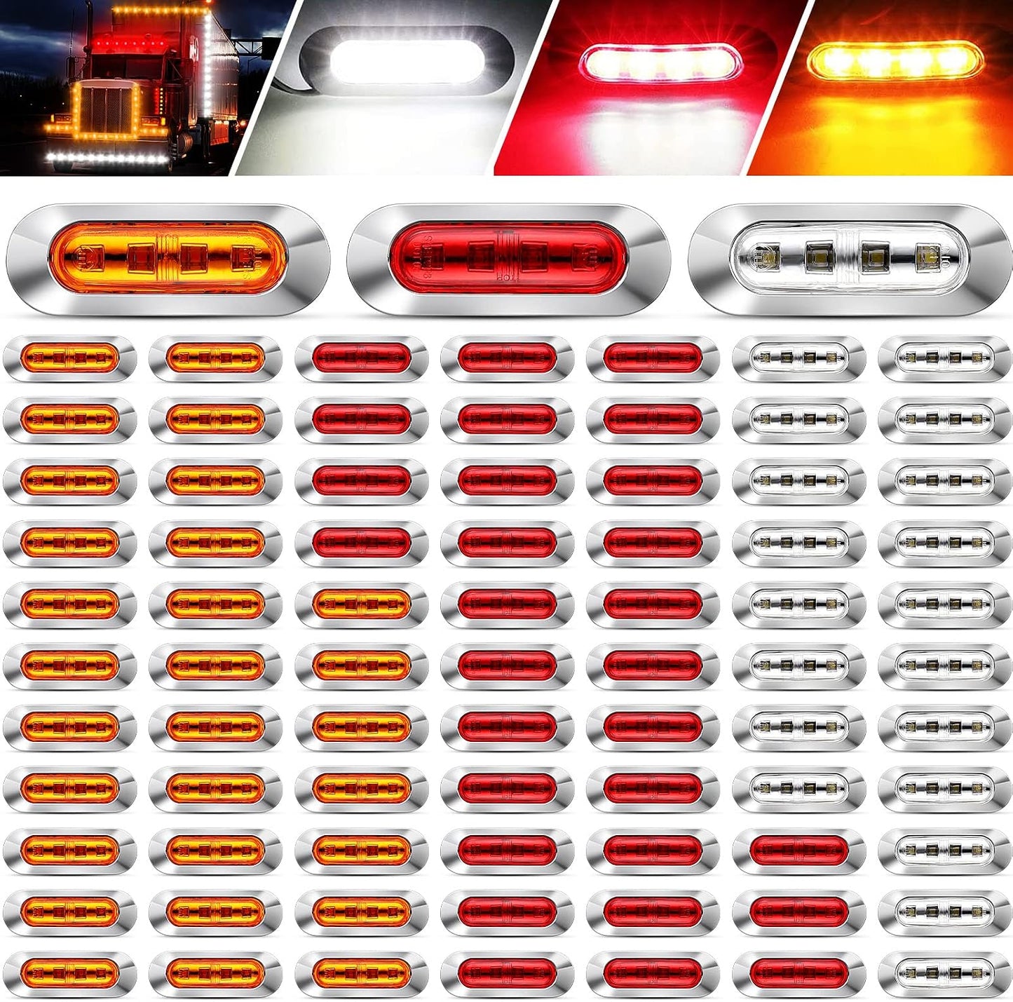 80 Luces LED laterales 12-24V color ámbar para camión