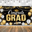 Pancarta graduación 72x44pulg negro y dorado telón fiesta