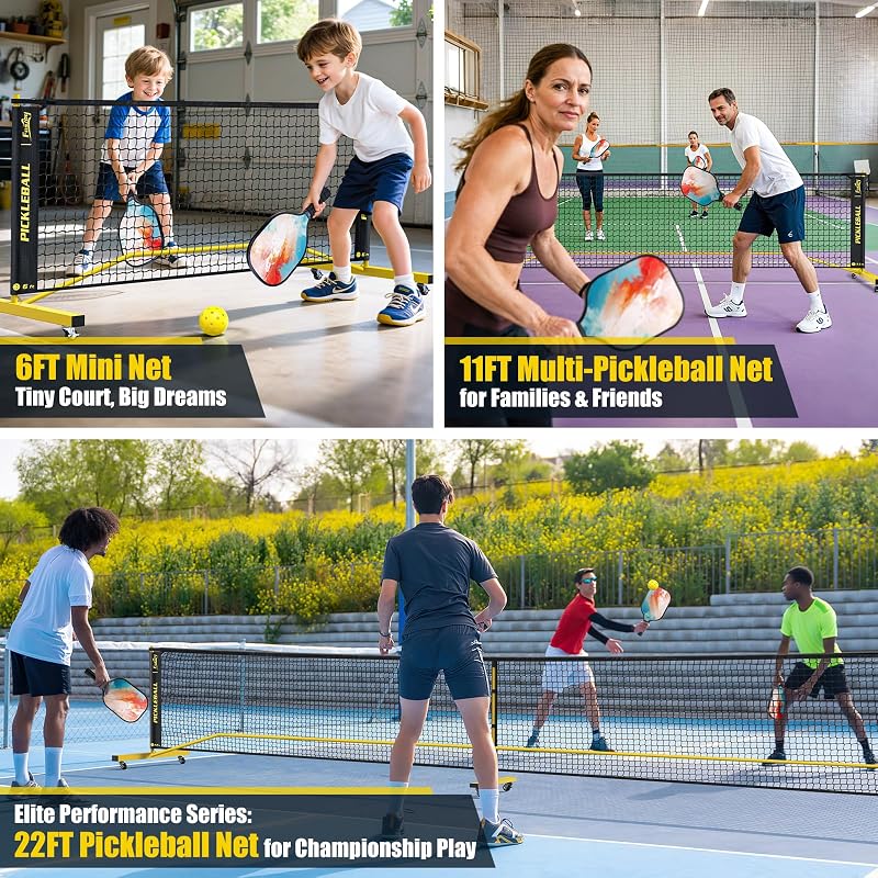 Red pickleball 3en1 con ruedas y marco metal