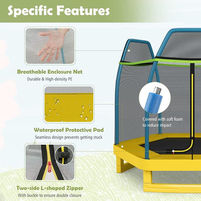 Trampolín para niños 7 ft acero resistente con red