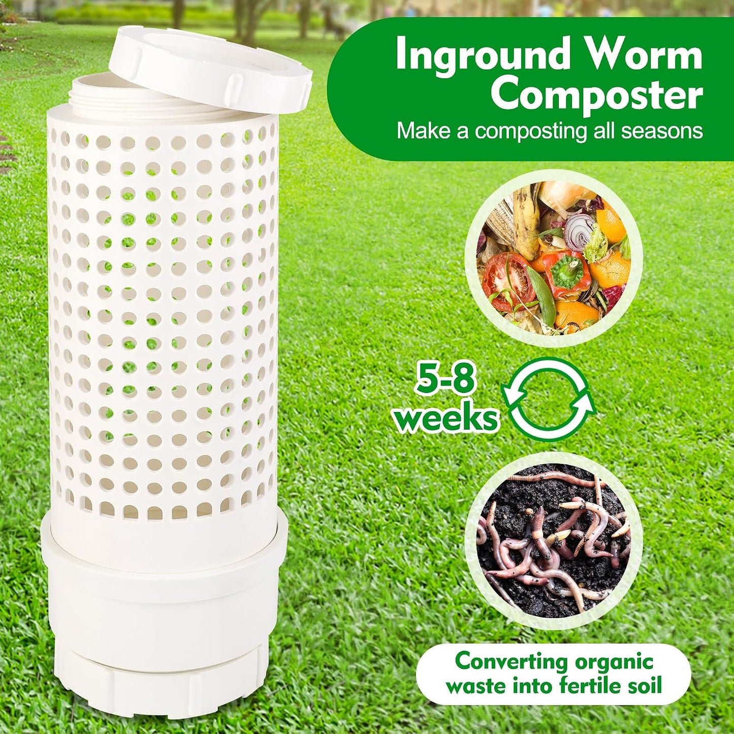 2 Pack Compostador Gusanos con Tapa Pala y Guantes