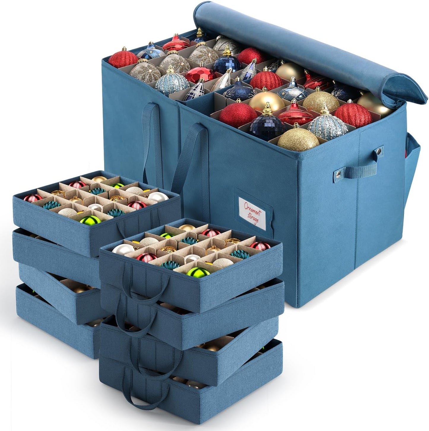 Caja almacenamiento adornos navidad 128 pzas