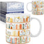 Taza Regalo Amantes Libros Diseño Floral Estantería
