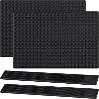 4 Tapetes Goma Gruesa Antideslizante Negro 18x12 24x3pulg