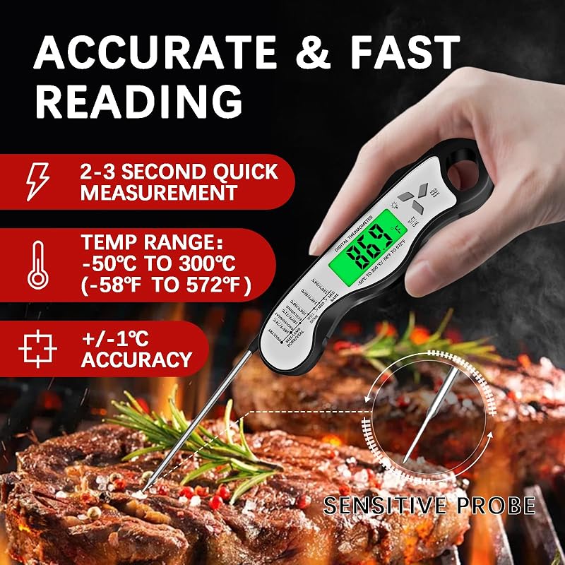 Termómetro digital carne cocina IP67 con luz calibración