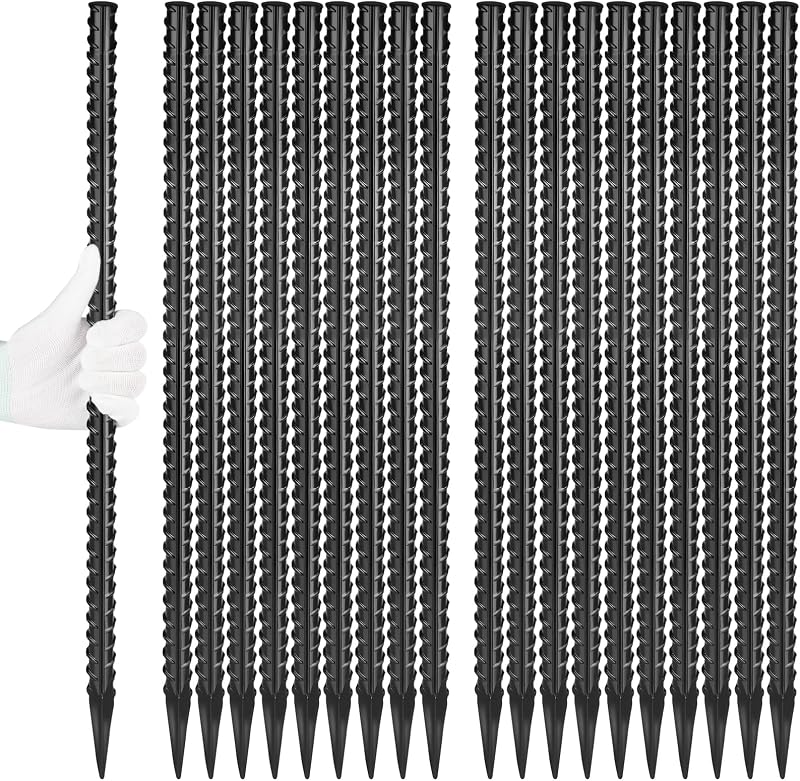 Estacas acero 1/2" 24" pack 20 anclaje jardín