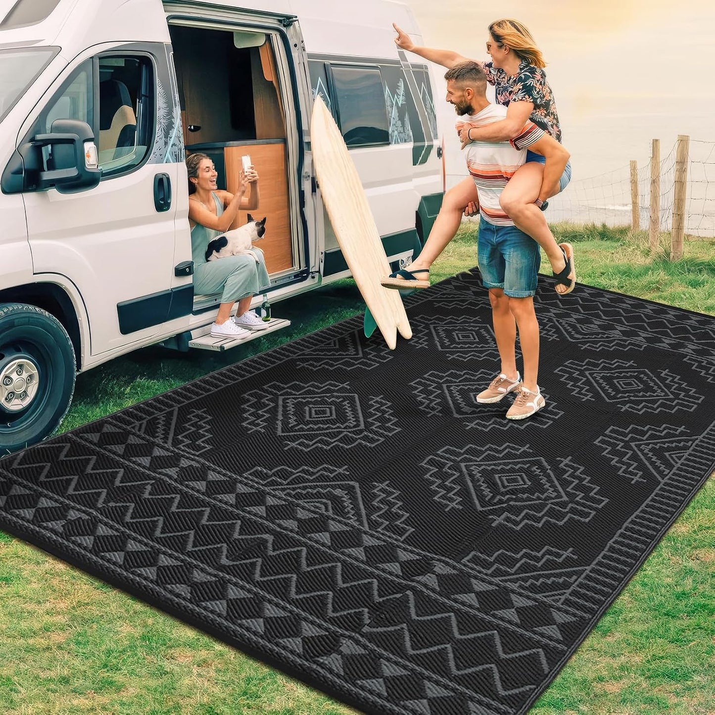 Alfombra exterior 8x10ft plástico impermeable reversible