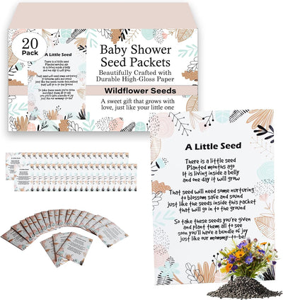 20 Pack Semillas Flores Silvestres Neutrales Baby Shower