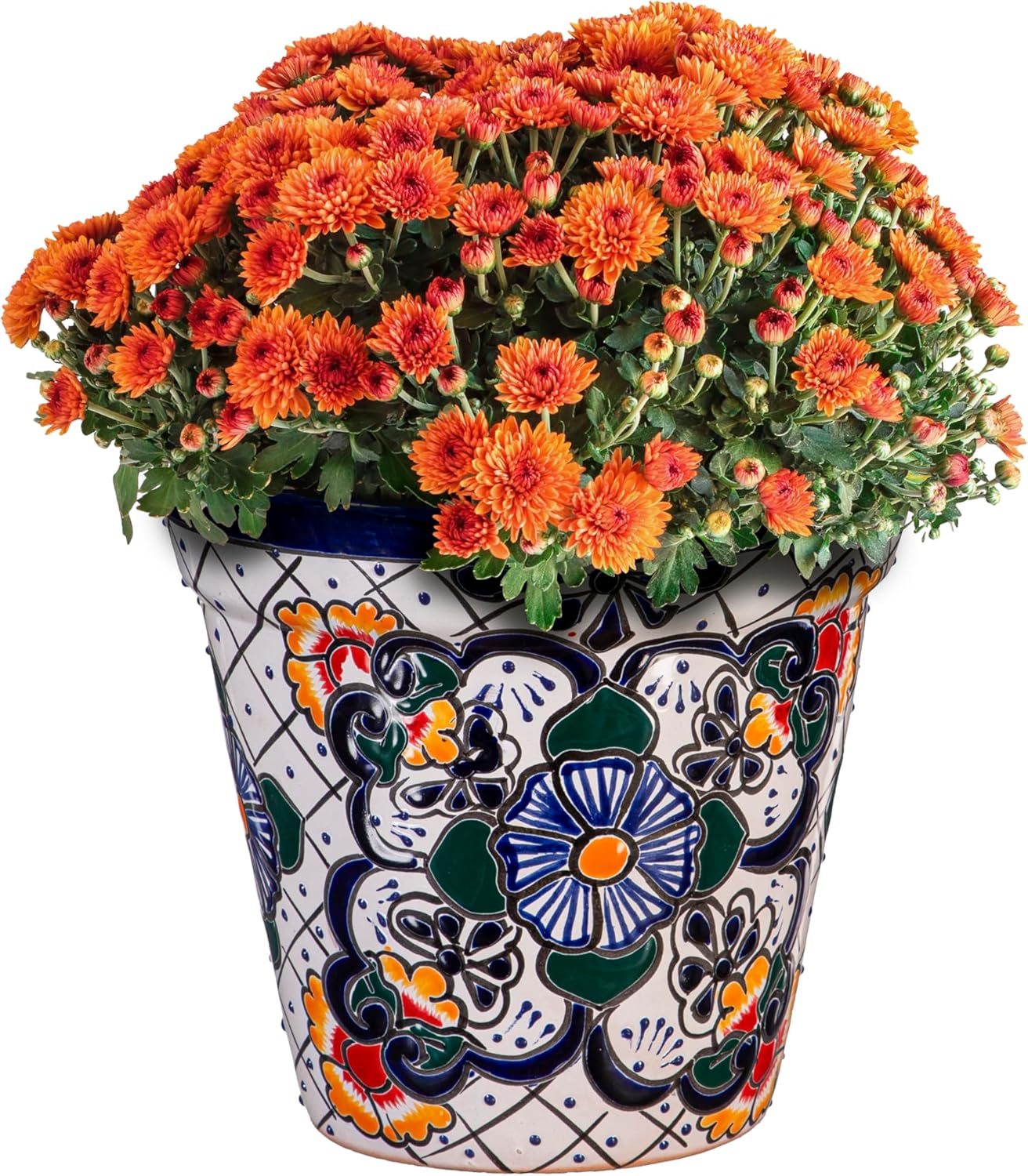 Maceta cerámica Talavera 10pulg para suculentas