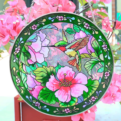 Atrapasoles colibrí 8pulg vitral decoración ventana colgante