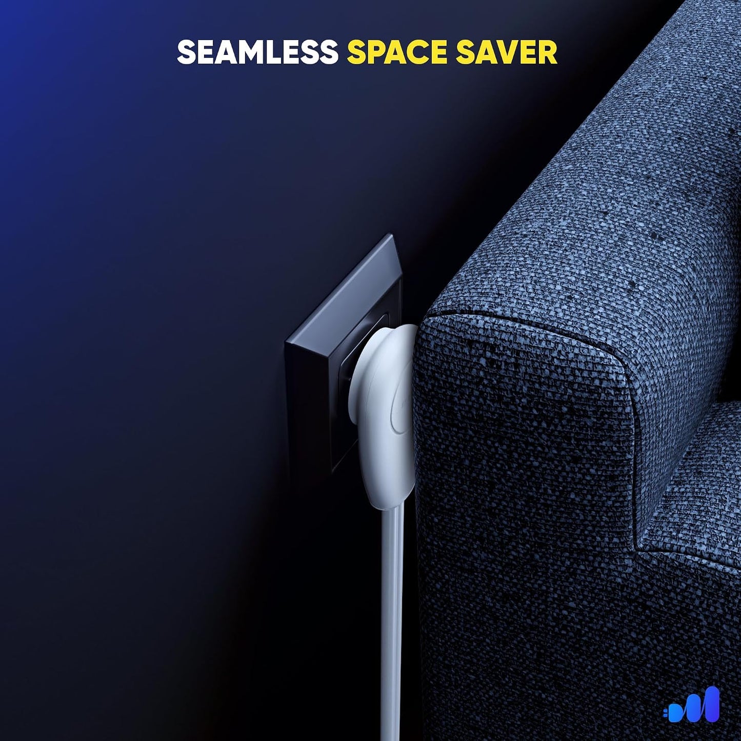 Cable extensión 3ft con interruptor enchufe giratorio 360° múltiples tomas UL blanco