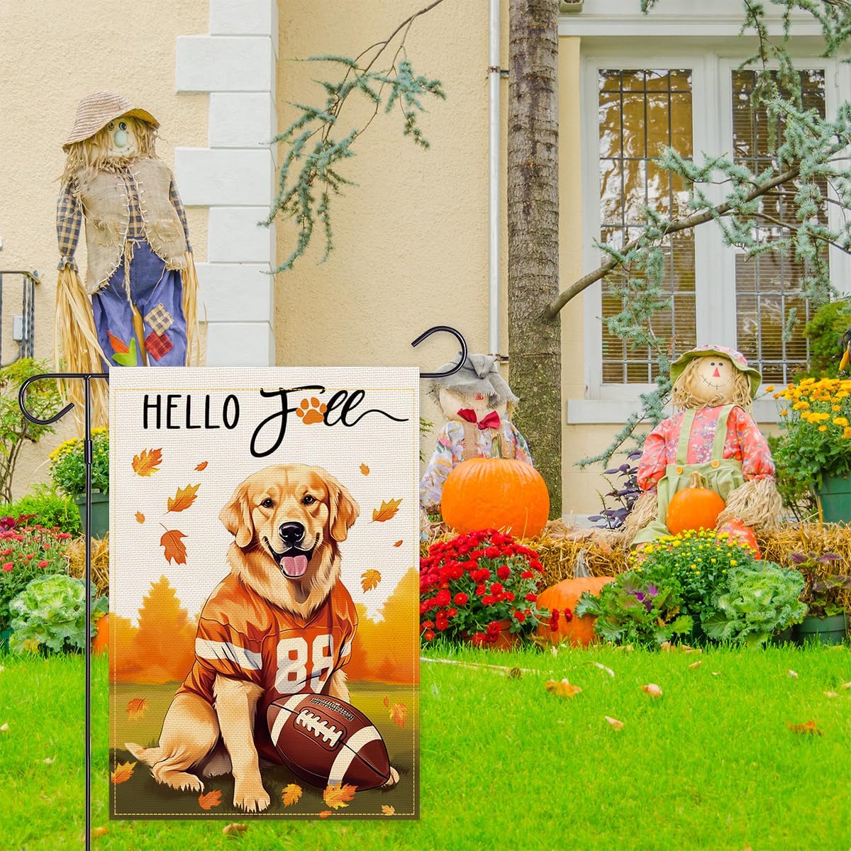 Bandera jardín Golden Retriever otoño decoración patio