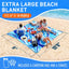 Manta playa impermeable 128x108" azul para 10 personas