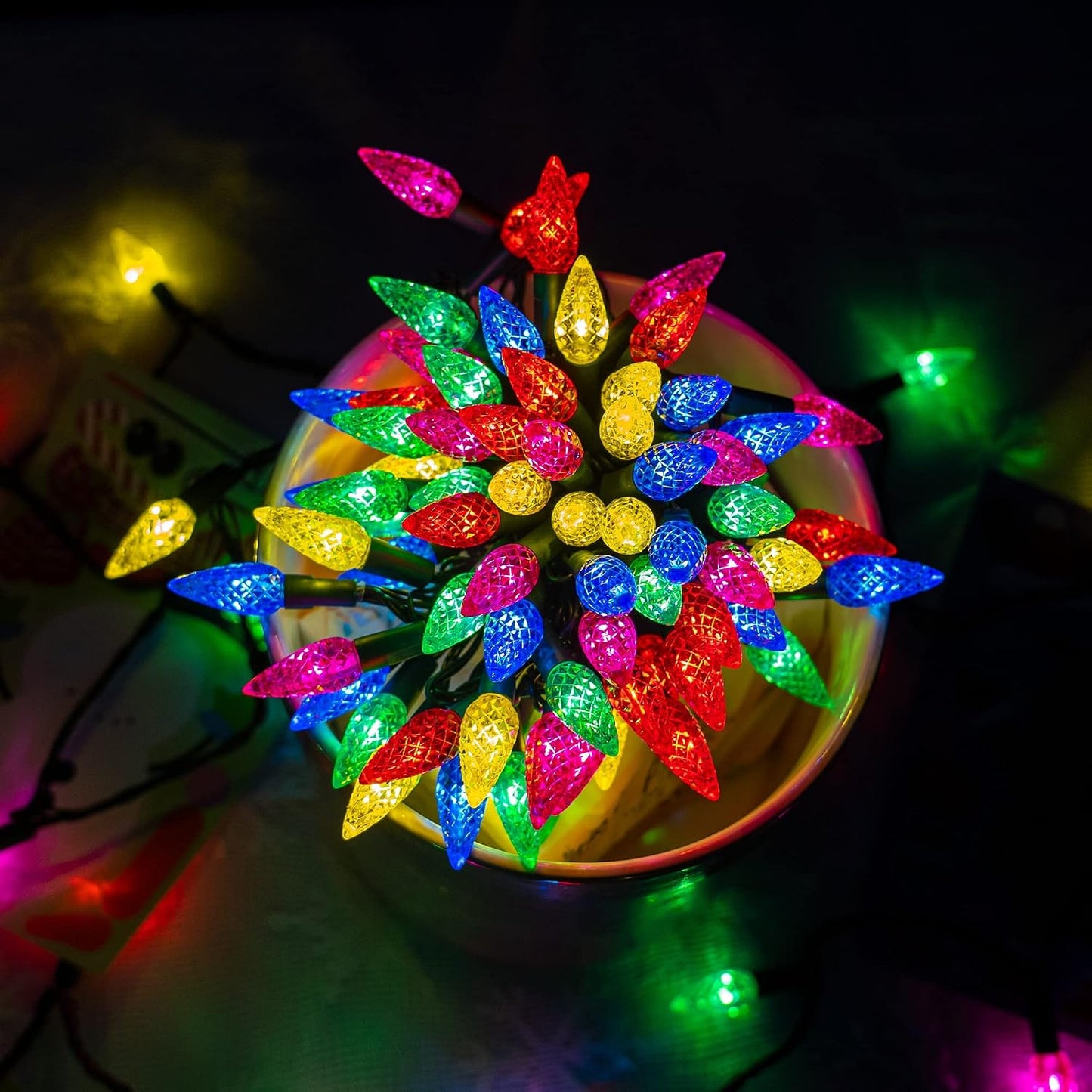 Luces Navidad a pilas 100 LED 34pies multicolor 8 modos