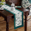 Mesa terciopelo floral verde azulado decoración cocina