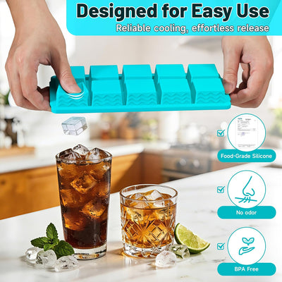 Bandeja hielo con tapa set 3 10 pzas apilables sin BPA