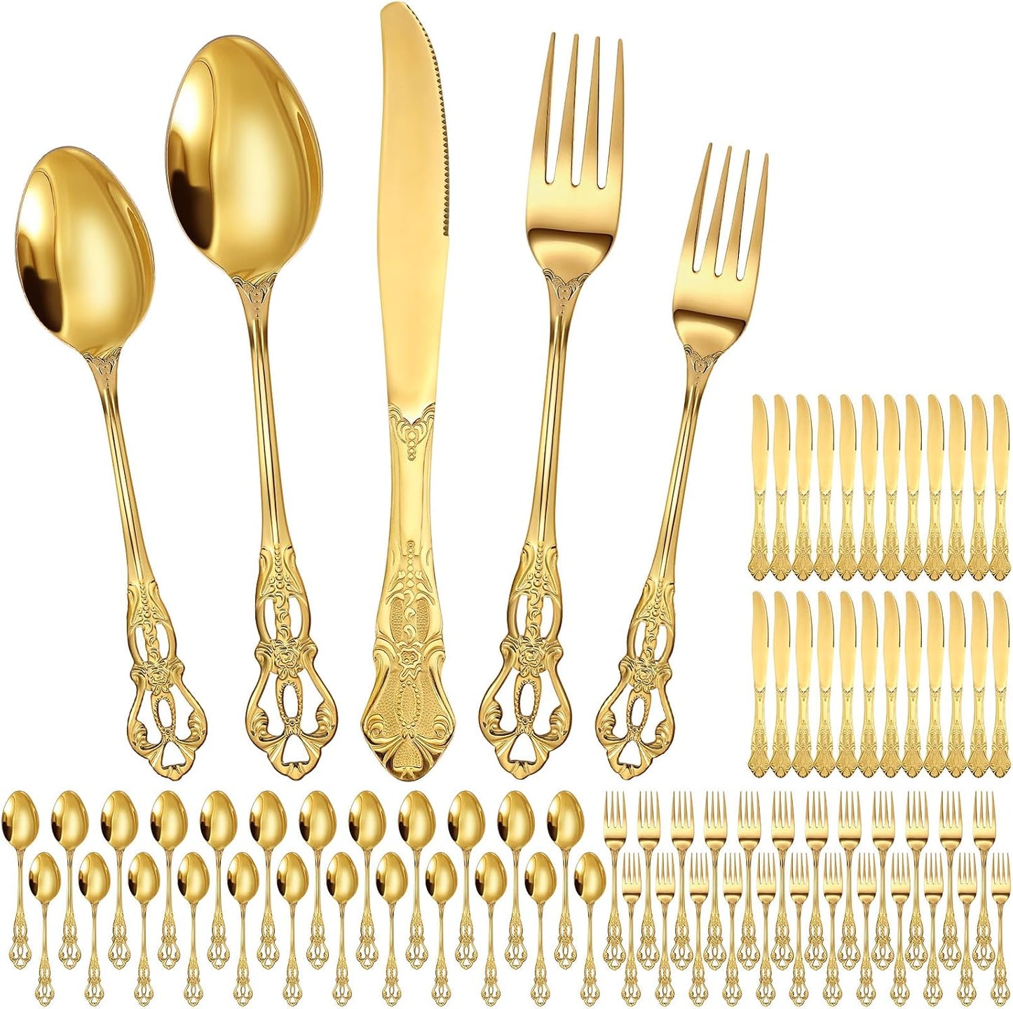 Set 250 Pzas Cubiertos Retro Plata Real Acero Inox