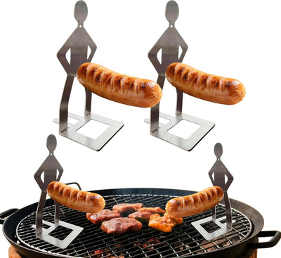 2 Soportes acero inox para salchichas barbacoa campamento