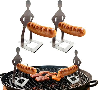2 Soportes acero inox para salchichas barbacoa campamento