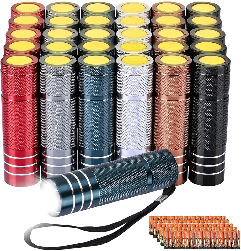 30 Linternas Aluminio 1W Botón Fluorescente AAA Incluidas