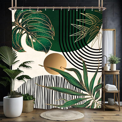 Cortinas ducha abstractas 60x71pulg poliéster verde