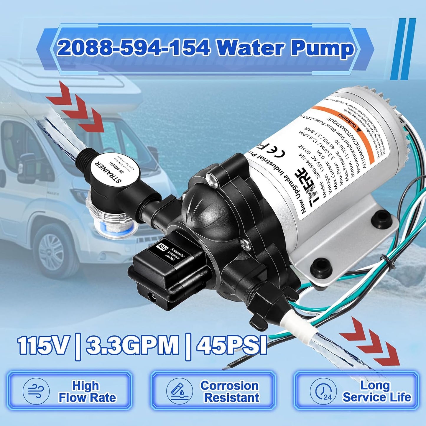 Bomba diafragma industrial 1/2" 115V 198GPH