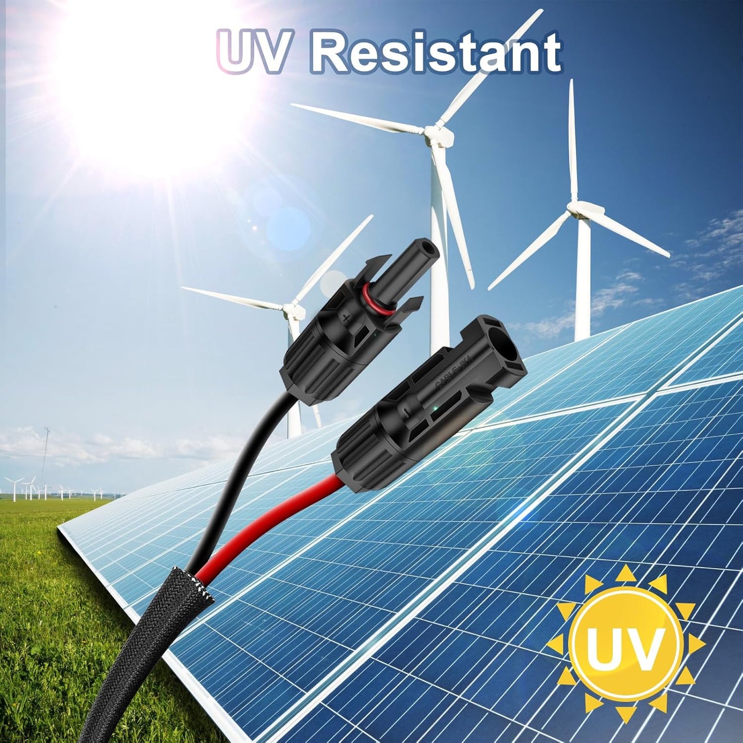 Cable extensión solar 30ft 12 AWG con conectores