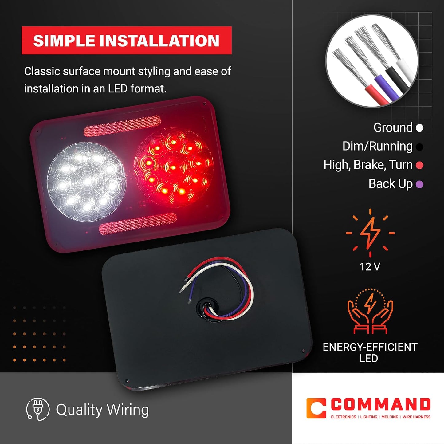 Luz trasera doble LED 12V para camiones y remolques CSA