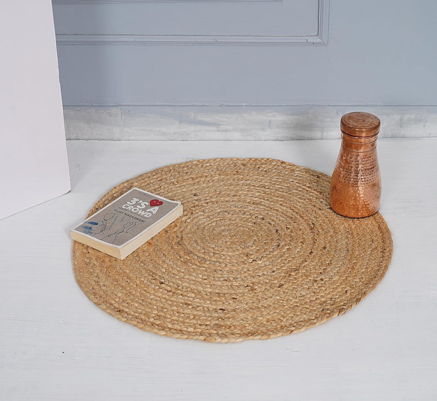 Alfombra redonda yute hecha a mano 2ft x 2ft decoración hogar