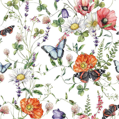 Papel tapiz floral autoadhesivo para baño flores primavera vintage
