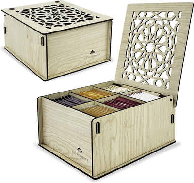 Caja organizadora madera té 6 compartimentos multifuncional